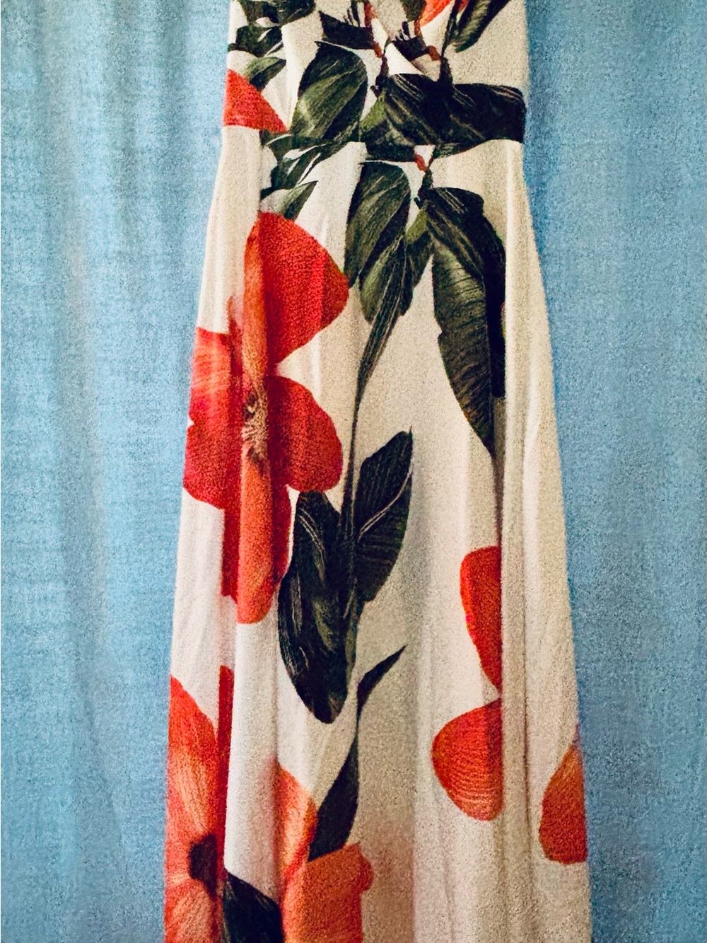 Floral White Maxi Dress with Red